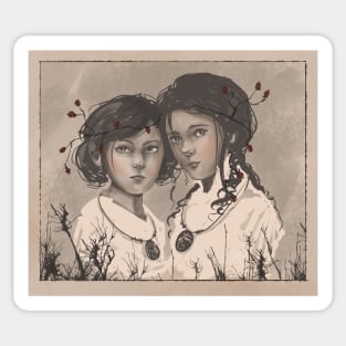 Sisters Vintage Illustration Sticker